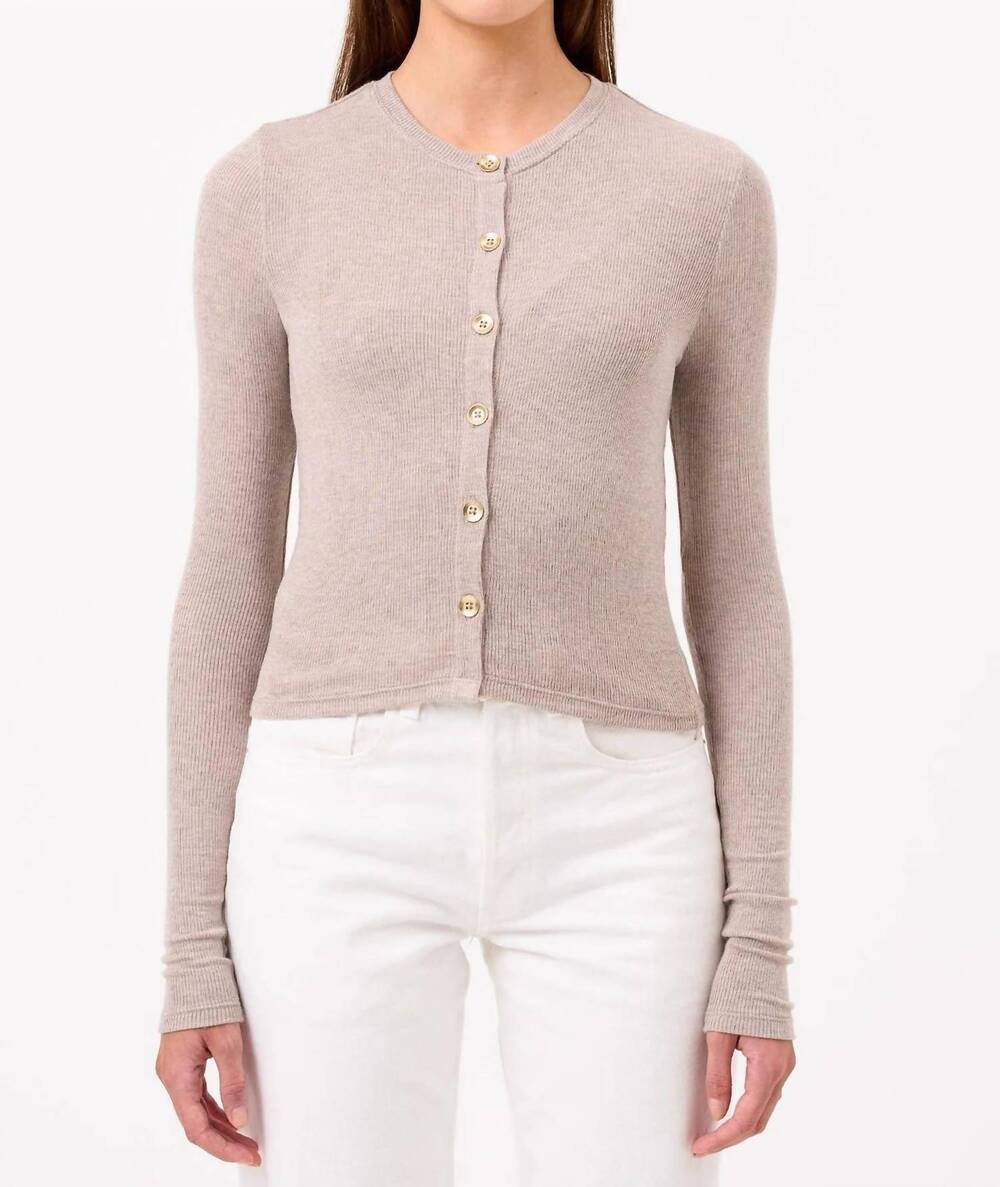 NEW GOLDIE marina ribbed crop cardigan in oatmeal